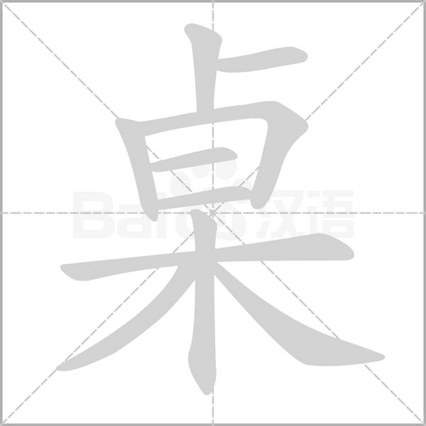桌字的拼音、笔顺、意思、组词、成语