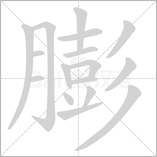 膨字的拼音、笔顺、意思、组词、成语