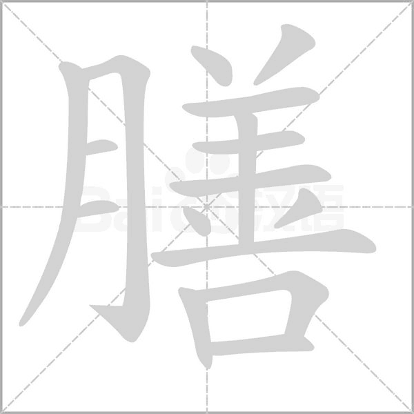 膳字的拼音、笔顺、意思、组词、成语